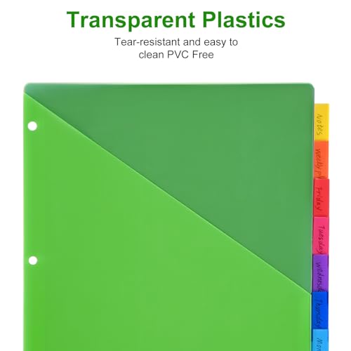 Eco-Friendly 8-Tab Binder Dividers - Index Pockets Divider for 3 for Daily Use