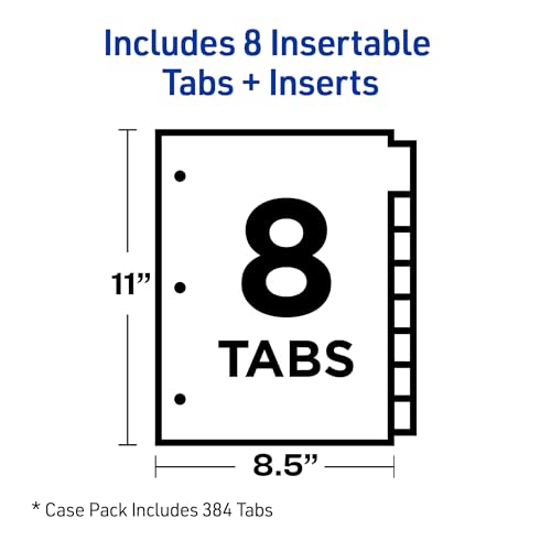 upgraded Avery Insertable Dividers for 3 Ring Binders, 8 Tabs for Daily Use