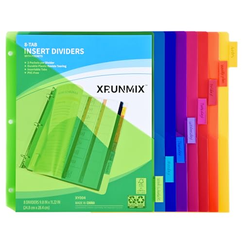 Eco-Friendly 8-Tab Binder Dividers - Index Pockets Divider for 3 for Daily Use