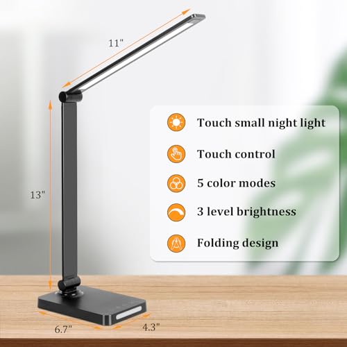 Modern LED Desk Lamp with USB Ports,Touch Desk Lamps for