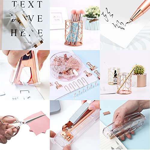 upgraded Famassi Rose Gold Desk Accessories，Office Supplies Set Acrylic