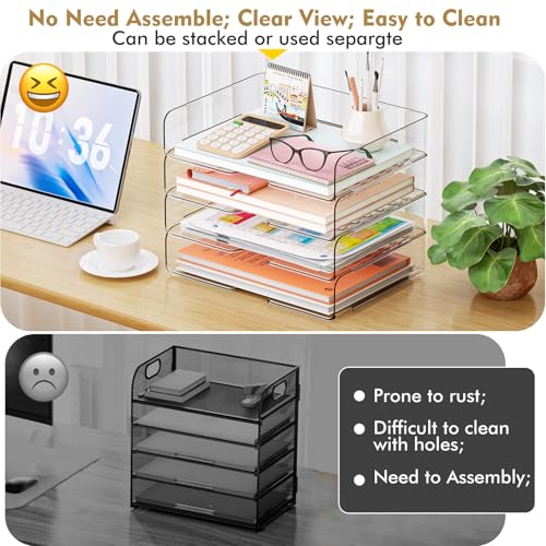 luxury YKLSLH 4 Trays Paper Organizer Letter Tray - Acrylic Desk
