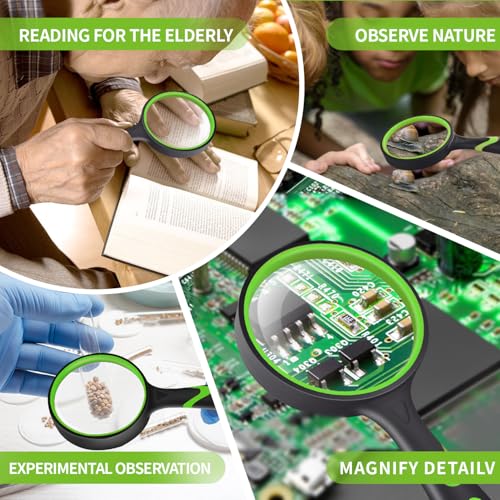 2-Set 75mm Hand-Held Reading Magnifier with Non-Slip Rubber Grip, Kit