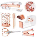 upgraded Famassi Rose Gold Desk Accessories，Office Supplies Set Acrylic